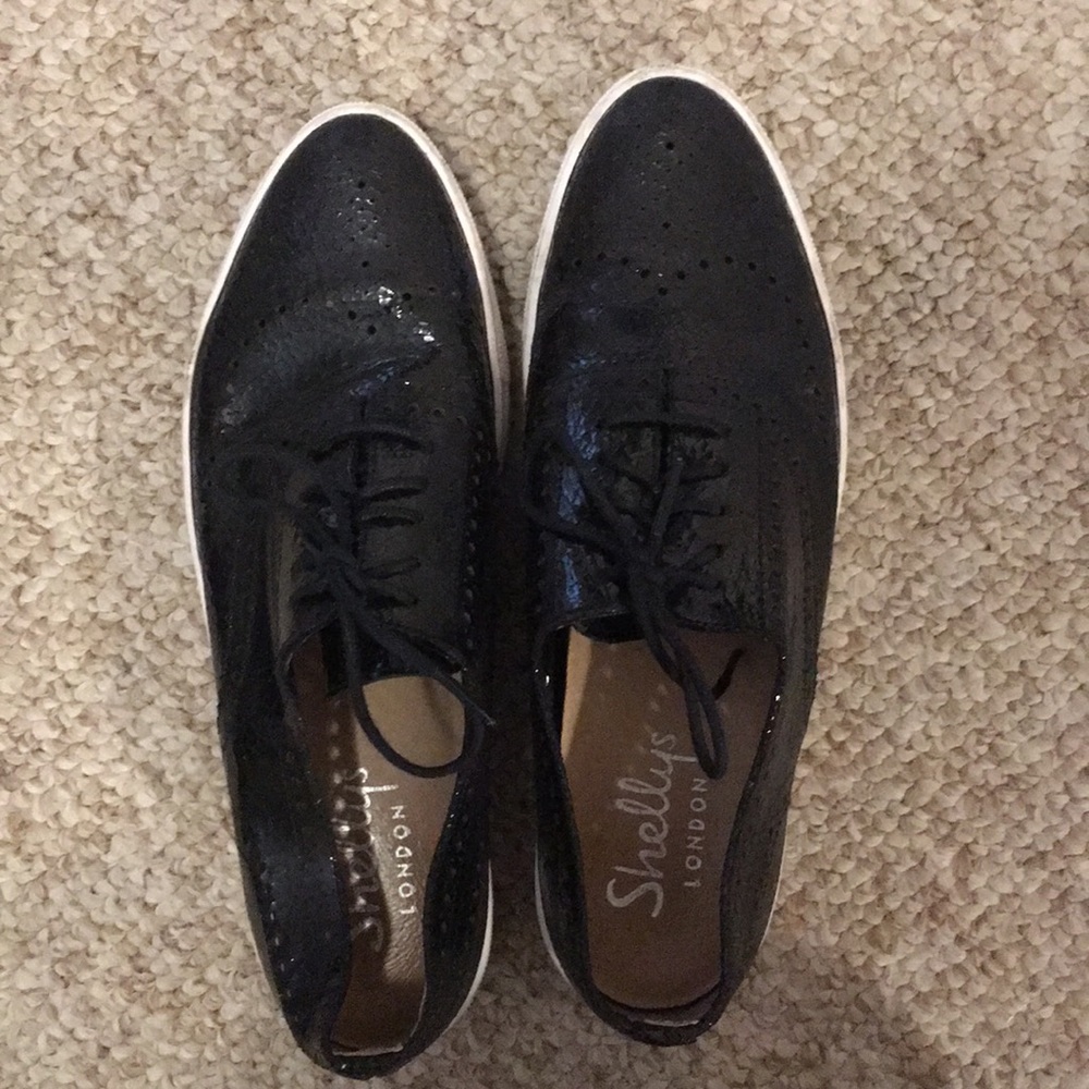 Shelly’s London shiny black Oxford shoes